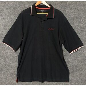 Vintage Sean John Mens Black Textured Polo Shirt Red Trim Size XL